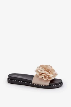 Damskie Boto Klapki Damskie Ozdobione Kwiatami Beżowe Cellanen