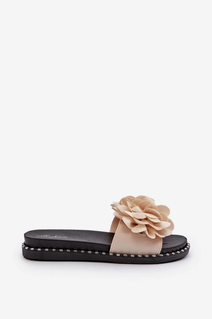 Damskie Boto Klapki Damskie Ozdobione Kwiatami Beżowe Cellanen