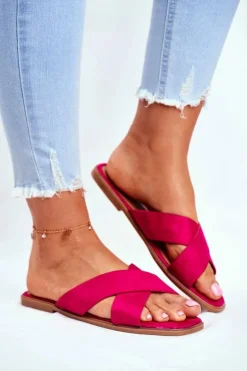 Online Boto Klapki Damskie Paski na Krzyż Fuksja Philippines