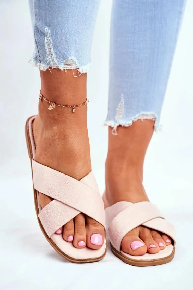 Hot Boto Klapki Damskie Paski na Krzyż Beżowe Philippines