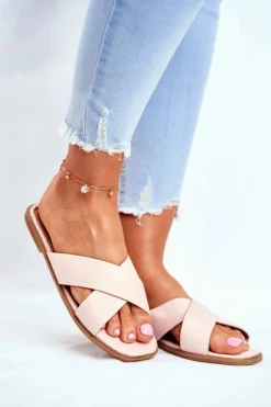 Hot Boto Klapki Damskie Paski na Krzyż Beżowe Philippines