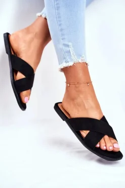 New Boto Klapki Damskie Paski na Krzyż Czarne Philippines