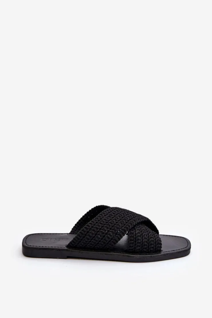 Damskie Big Star Shoes Klapki Damskie Płaskie Big Star NN274077 Czarne