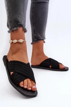 Damskie Big Star Shoes Klapki Damskie Płaskie Big Star NN274077 Czarne