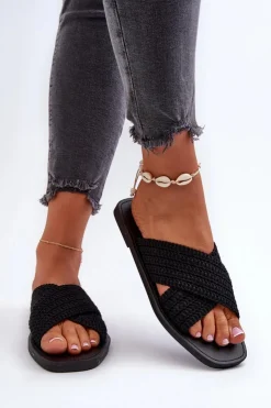 Damskie Big Star Shoes Klapki Damskie Płaskie Big Star NN274077 Czarne