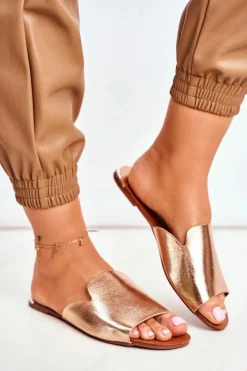 Boto Klapki Damskie Klasyczne*Klapki Damskie Płaskie Różowe Złoto Mimios