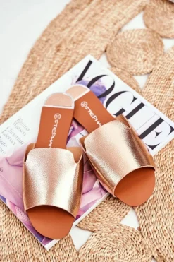 Boto Klapki Damskie Klasyczne*Klapki Damskie Płaskie Różowe Złoto Mimios