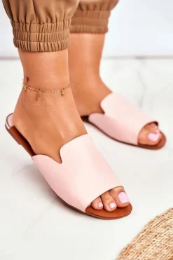 Hot Boto Klapki Damskie Płaskie Różowe Mimios