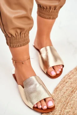 Damskie Boto Klapki Damskie Płaskie Złote Mimios