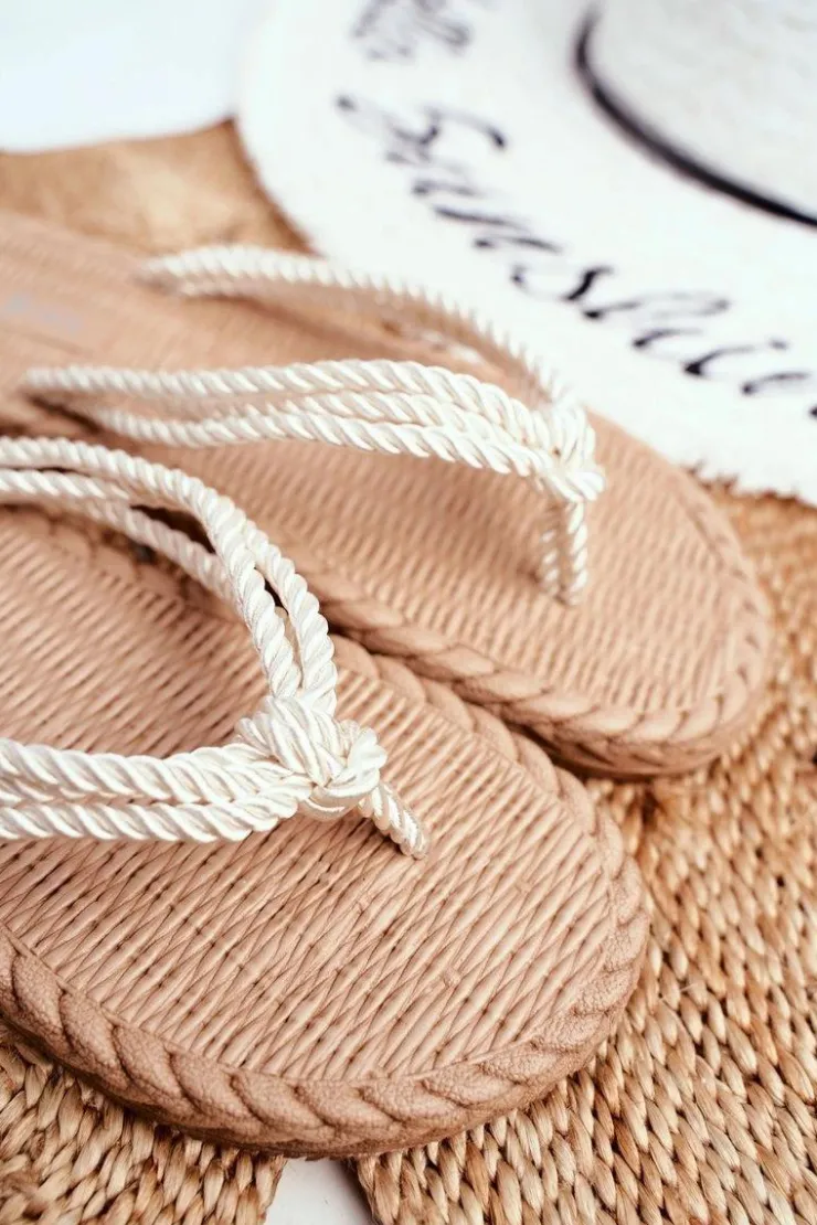 Damskie Boto Klapki Damskie Piankowe Japonki Sznurek Białe Madrid