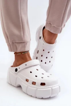 Best Boto Klapki Damskie Piankowe Na Masywnej Podeszwie Białe Witima Biały