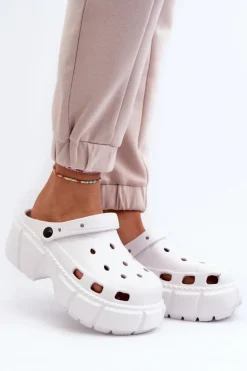 Best Boto Klapki Damskie Piankowe Na Masywnej Podeszwie Białe Witima Biały