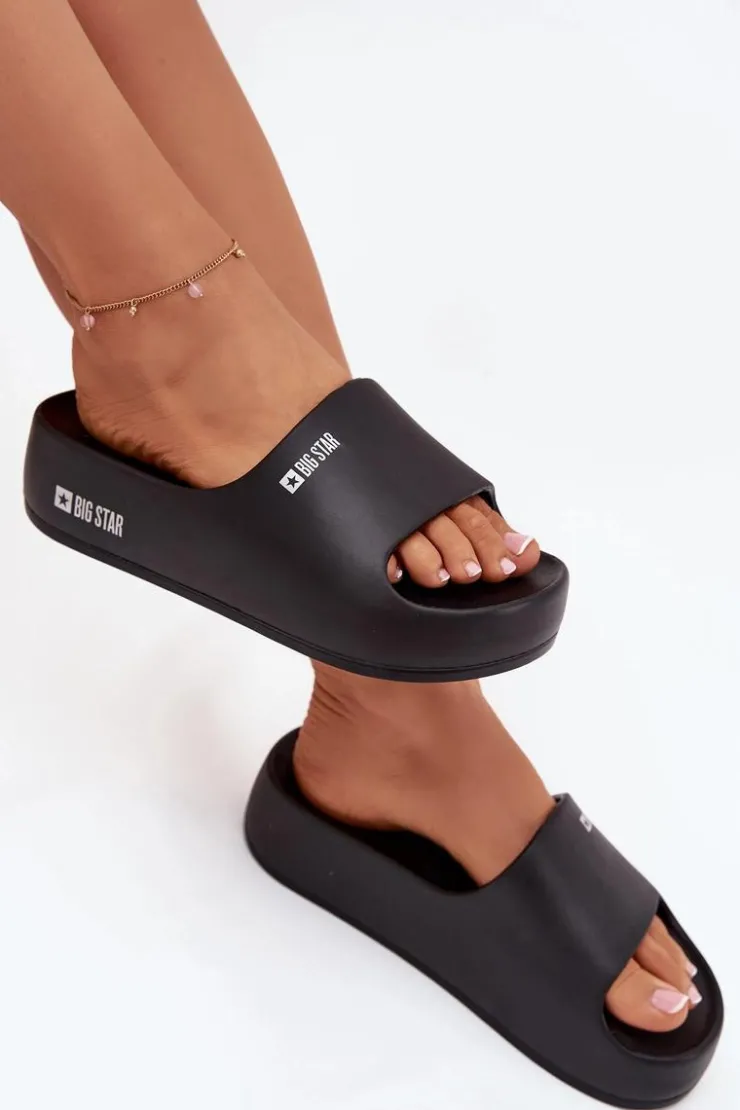 Big Star Shoes Klapki Damskie Big Star|Klapki Basenowe*Klapki Damskie Piankowe Na Masywnej Platformie Big Star SS274721 Czarne Czarny