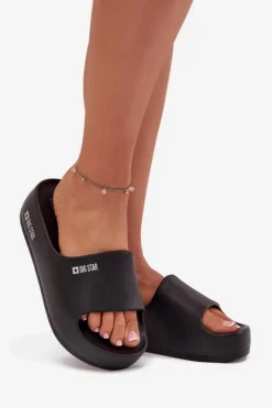 Big Star Shoes Klapki Damskie Big Star|Klapki Basenowe*Klapki Damskie Piankowe Na Masywnej Platformie Big Star SS274721 Czarne Czarny