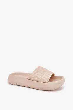 Discount Boto Klapki Damskie Piankowe Na Platformie Beżowe Vanesha