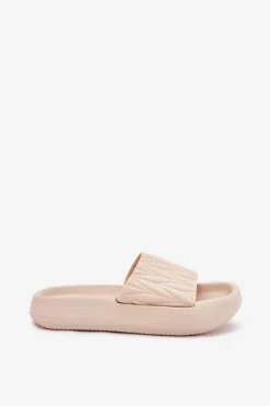 Discount Boto Klapki Damskie Piankowe Na Platformie Beżowe Vanesha