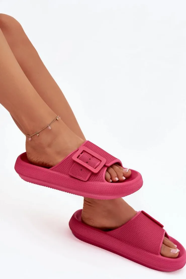 Damskie Big Star Shoes Klapki Damskie Piankowe Na Platformie Z Klamrą Big Star RR274A583 Fuksja