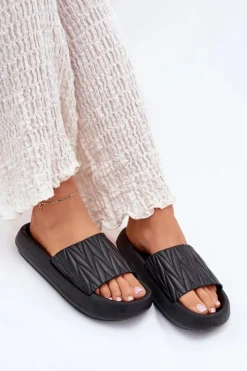 Boto Klapki Damskie Piankowe Na Platformie Czarne Vanesha