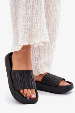 Boto Klapki Damskie Piankowe Na Platformie Czarne Vanesha