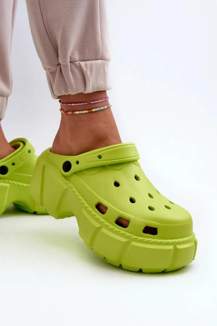 Boto Klapki Basenowe|Klapki Na Platformie*Klapki Damskie Piankowe Na Masywnej Podeszwie Limonkowe Witima Zielony