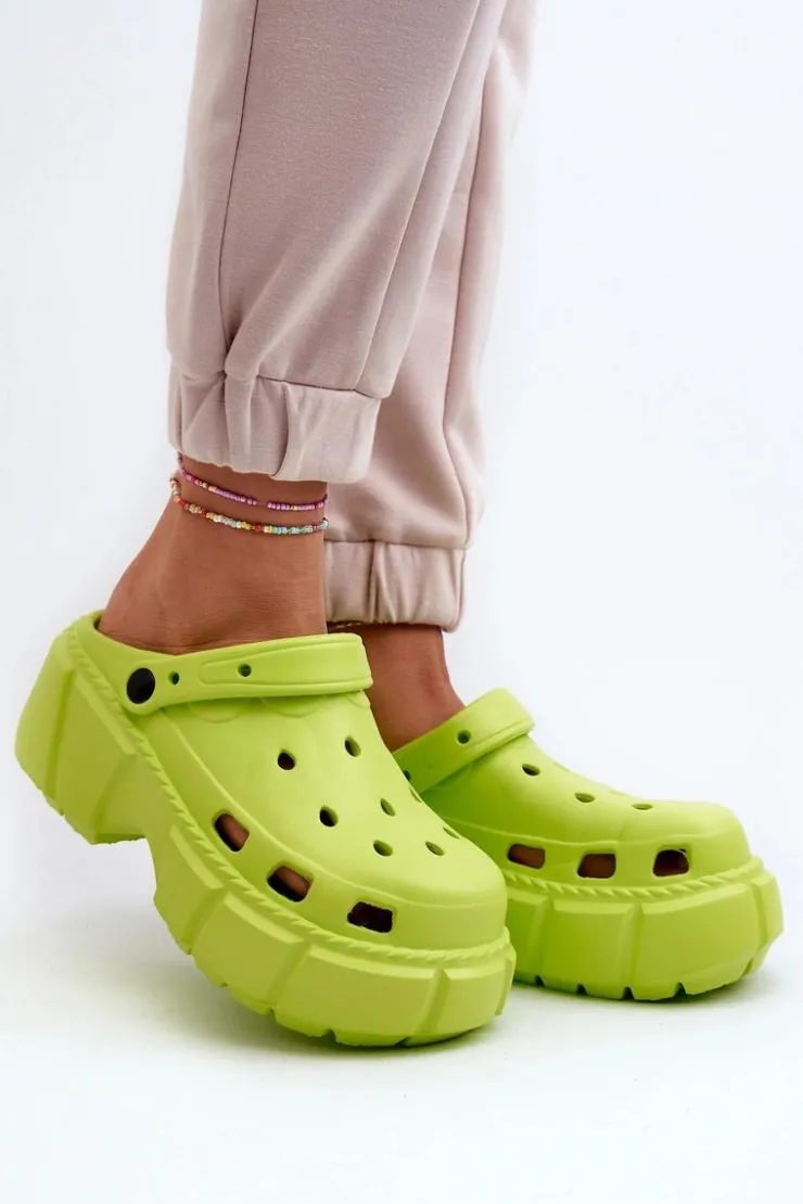 Boto Klapki Basenowe|Klapki Na Platformie*Klapki Damskie Piankowe Na Masywnej Podeszwie Limonkowe Witima Zielony