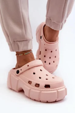 Boto Klapki Damskie Piankowe Na Masywnej Podeszwie Różowe Witima