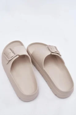 Boto Klapki Basenowe|Klapki Na Platformie*Klapki Damskie Piankowe Na Platformie Z Klamrą Beżowe Viasara Beżowy