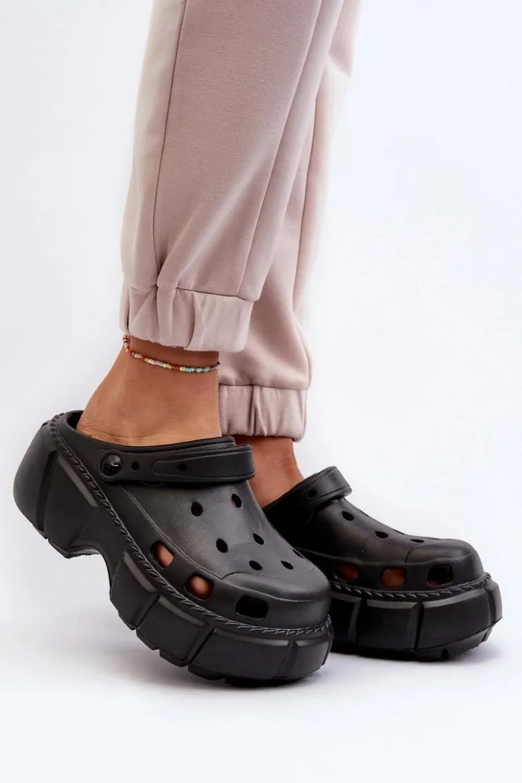 Damskie Boto Klapki Damskie Piankowe Na Masywnej Podeszwie Czarne Witima