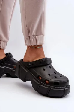 Damskie Boto Klapki Damskie Piankowe Na Masywnej Podeszwie Czarne Witima