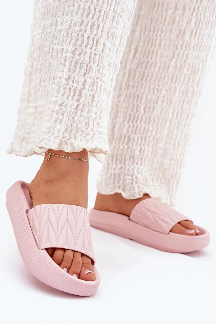 Damskie Boto Klapki Damskie Piankowe Na Platformie Różowe Vanesha