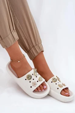 Buty damskie Vinceza Klapki Basenowe|Klapki Na Platformie*Klapki Damskie Piankowe Z Przypinkami Vinceza 76055 Białe Biały