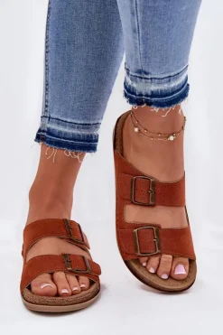 Damskie INBLU Klapki Damskie Profilaktyczne AA000068 Pomarańczowe