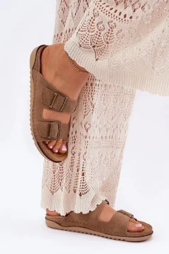 Clearance INBLU Klapki Damskie Profilaktyczne AA000068 Brązowe