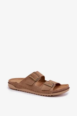 Clearance INBLU Klapki Damskie Profilaktyczne AA000068 Brązowe