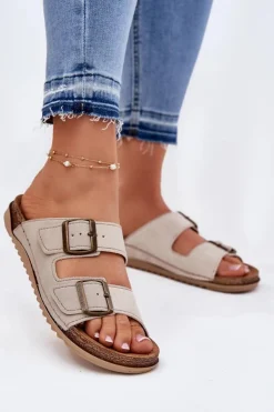 INBLU Klapki Na Platformie|Klapki Damskie Klasyczne*Klapki Damskie Profilaktyczne AA000068 Beżowe