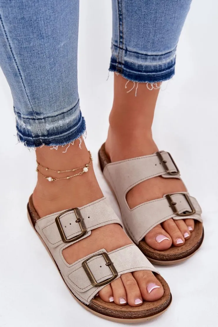 INBLU Klapki Na Platformie|Klapki Damskie Klasyczne*Klapki Damskie Profilaktyczne AA000068 Beżowe