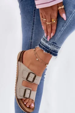 INBLU Klapki Na Platformie|Klapki Damskie Klasyczne*Klapki Damskie Profilaktyczne AA000068 Beżowe