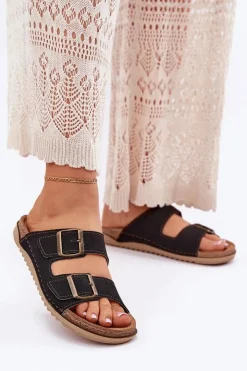 INBLU Klapki Na Platformie|Klapki Damskie Klasyczne*Klapki Damskie Profilaktyczne AA000068 Czarne