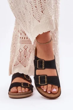 INBLU Klapki Na Platformie|Klapki Damskie Klasyczne*Klapki Damskie Profilaktyczne AA000068 Czarne