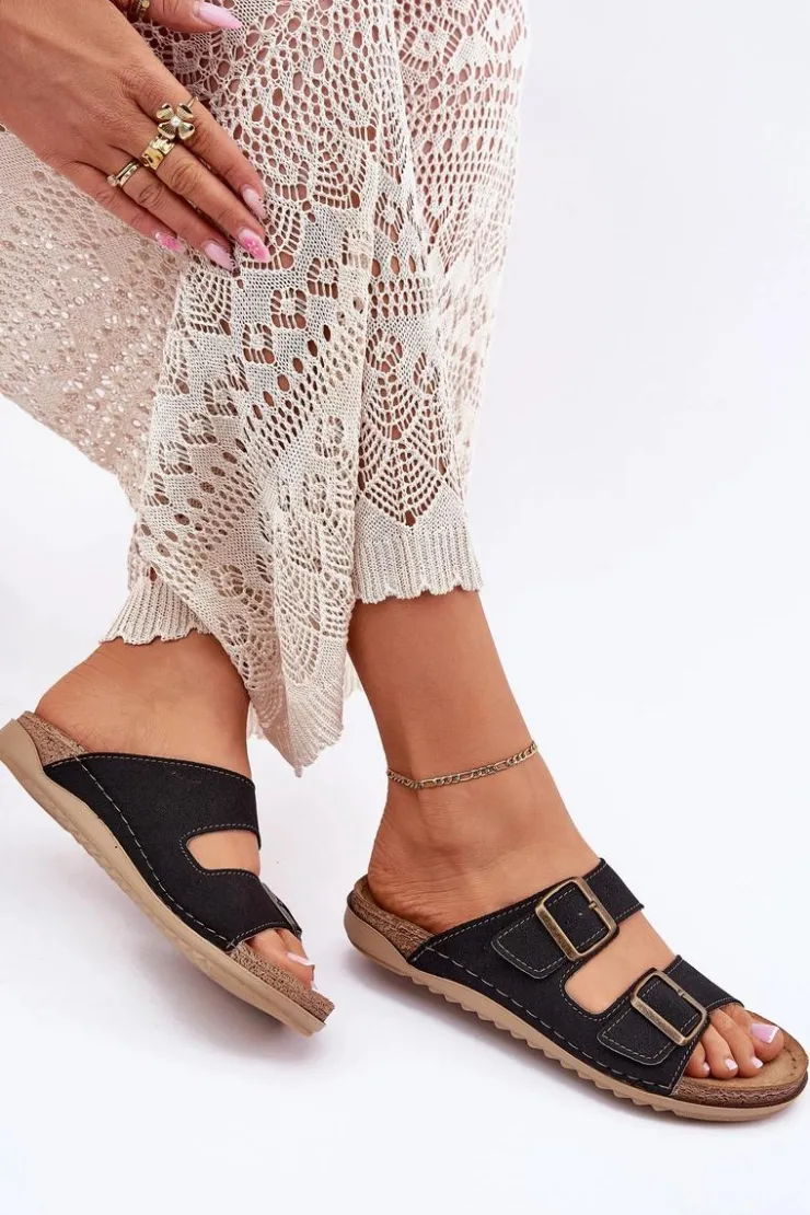 INBLU Klapki Na Platformie|Klapki Damskie Klasyczne*Klapki Damskie Profilaktyczne AA000068 Czarne