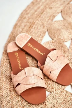 Boto Klapki Damskie Klasyczne*Klapki Damskie Skóra Węża Różowe Chance