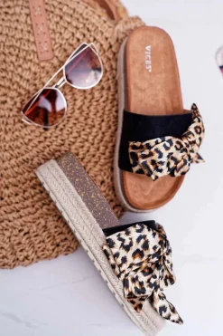 Damskie Boto Klapki Damskie Vices Czarne Leopard 6275