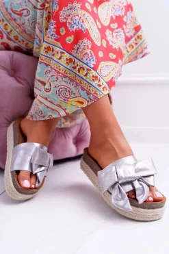 Sale Boto Klapki Damskie Vices Srebrne 6275