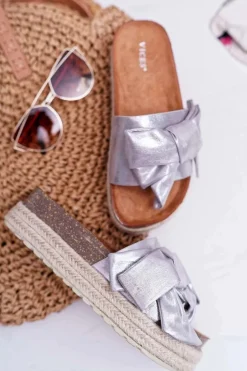 Sale Boto Klapki Damskie Vices Srebrne 6275