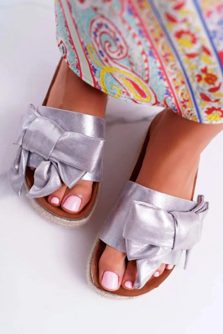 Sale Boto Klapki Damskie Vices Srebrne 6275