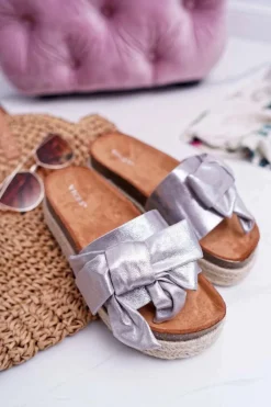 Sale Boto Klapki Damskie Vices Srebrne 6275