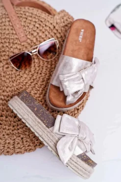 Boto Klapki Damskie Klasyczne*Klapki Damskie Vices Złote 6275