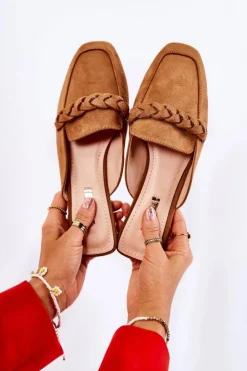 Damskie Boto Klapki Damskie Wsuwane Zamszowe Beżowe Olena