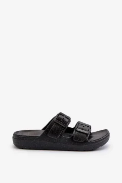 Damskie Boto Klapki Damskie Z Brokatem Czarne Brianella