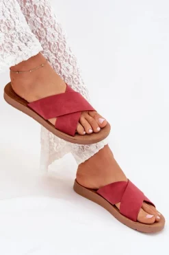 Boto Klapki Na Platformie|Klapki Damskie Klasyczne*Klapki Damskie Z Eko Skóry Bordowe Lorana